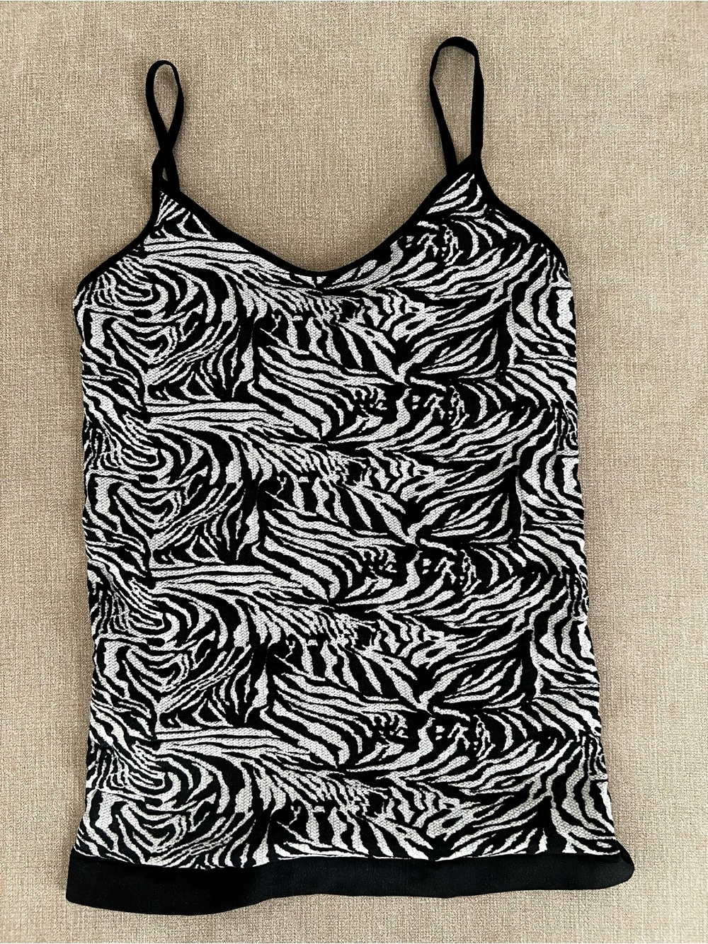Dressbarn Zebra Print Burnout Camisole Top Black White XL Adjustable Straps